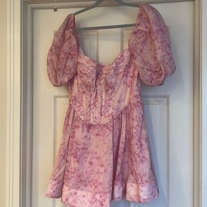 bardot kiah corset mini dress in pink floral, size US 8
